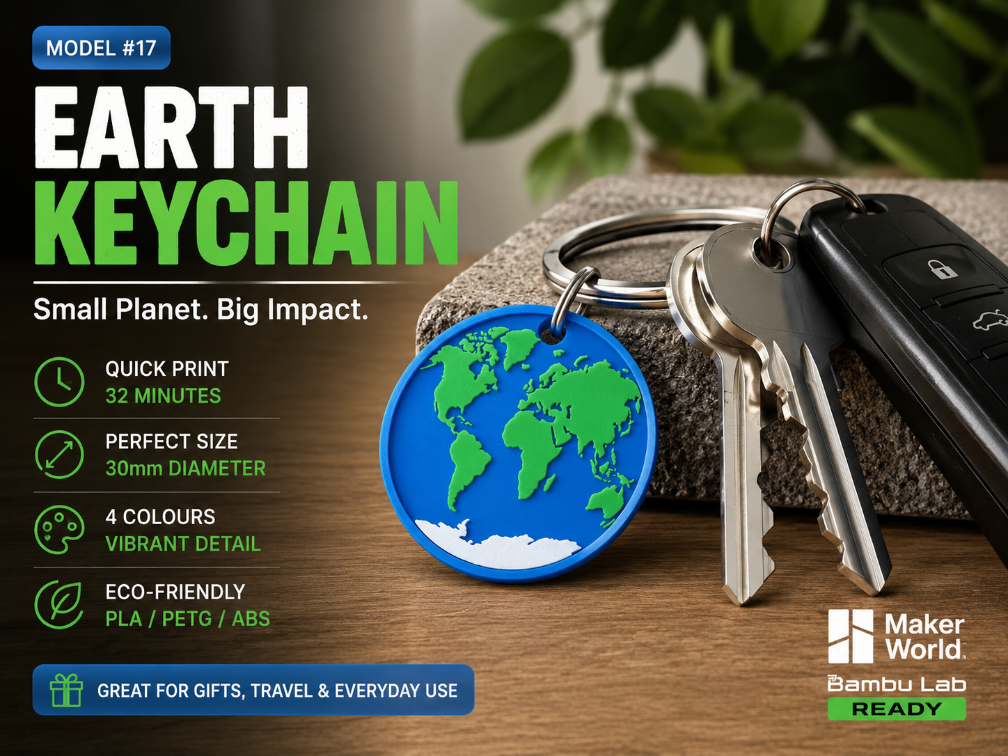 Flat Earth Keychain