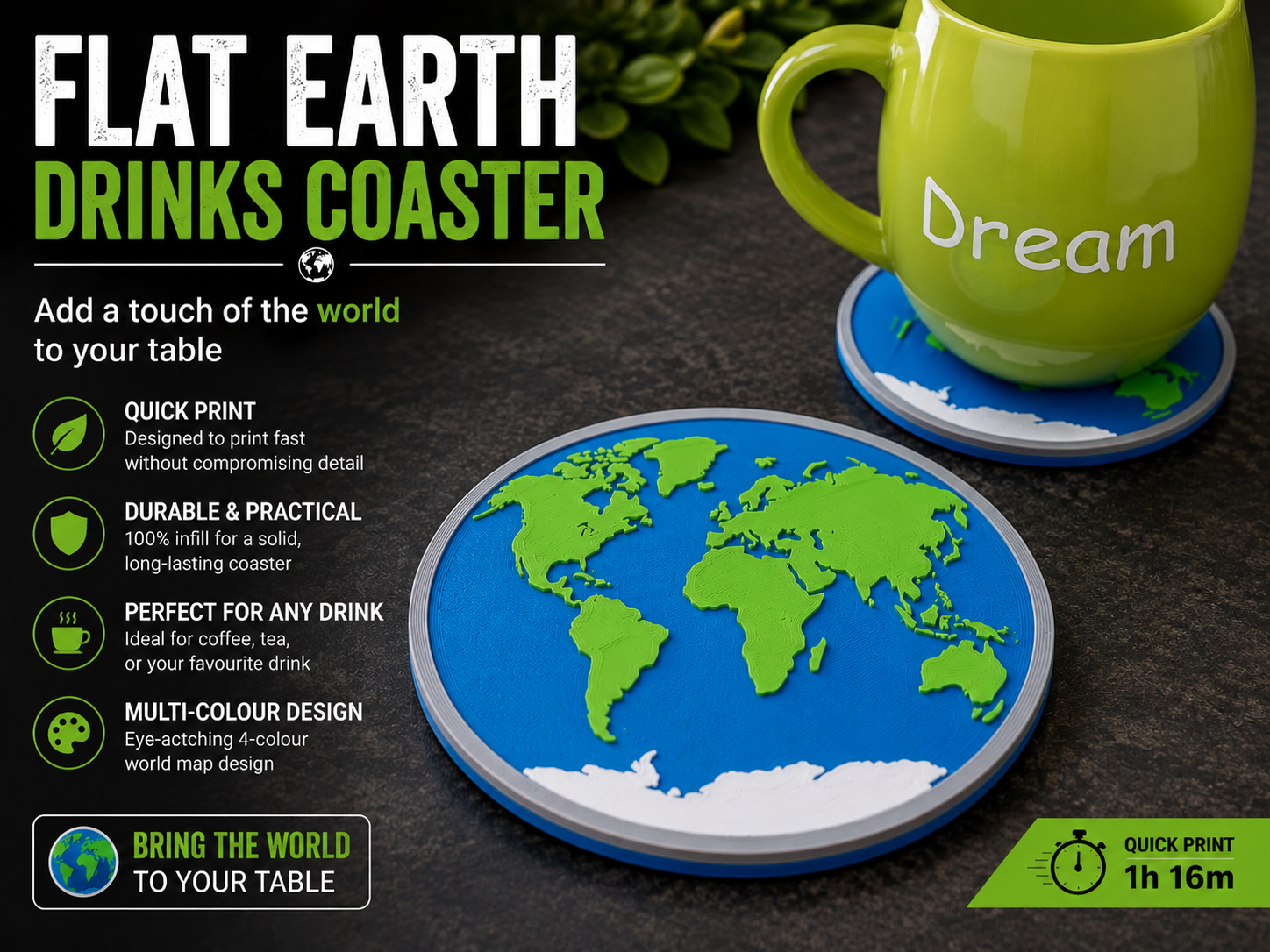 Flat Earth Coaster