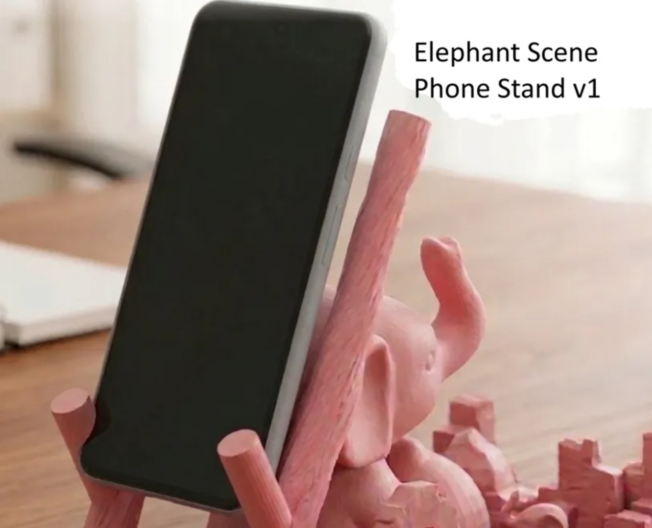 Elephant Scene Phone Stand